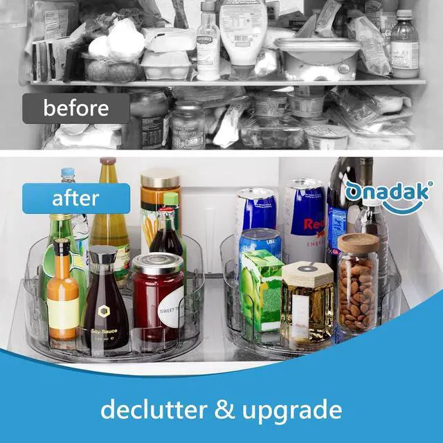 Alt view image 4 of 6 - 360° Rotating Lazy Susan for Refrigerator, 13.5''x8.5'' Clear Lazy Susan Turntable for Refrigerator Organizers and Storage, Kitchen, Table Top, Cabinet, Pantry, Countertop