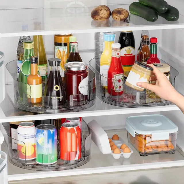 Alt view image 5 of 6 - 360° Rotating Lazy Susan for Refrigerator, 13.5''x8.5'' Clear Lazy Susan Turntable for Refrigerator Organizers and Storage, Kitchen, Table Top, Cabinet, Pantry, Countertop