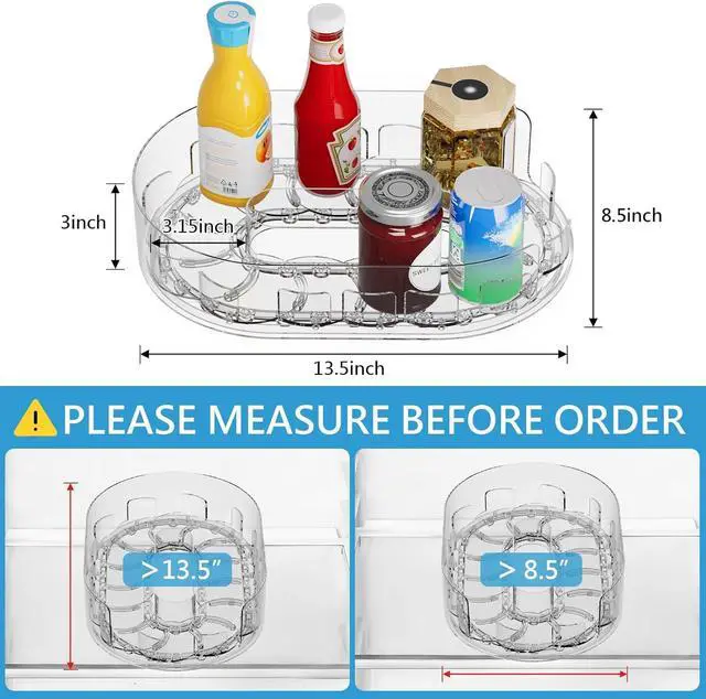 Alt view image 6 of 6 - 360° Rotating Lazy Susan for Refrigerator, 13.5''x8.5'' Clear Lazy Susan Turntable for Refrigerator Organizers and Storage, Kitchen, Table Top, Cabinet, Pantry, Countertop