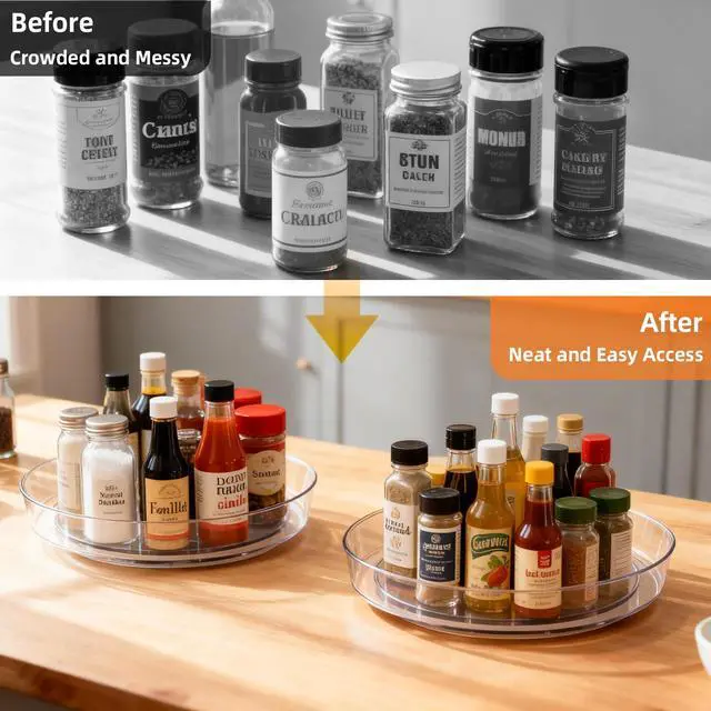 Alt view image 4 of 7 - 4 Pack Lazy Susan 10 inch Turntable for Spice Organization