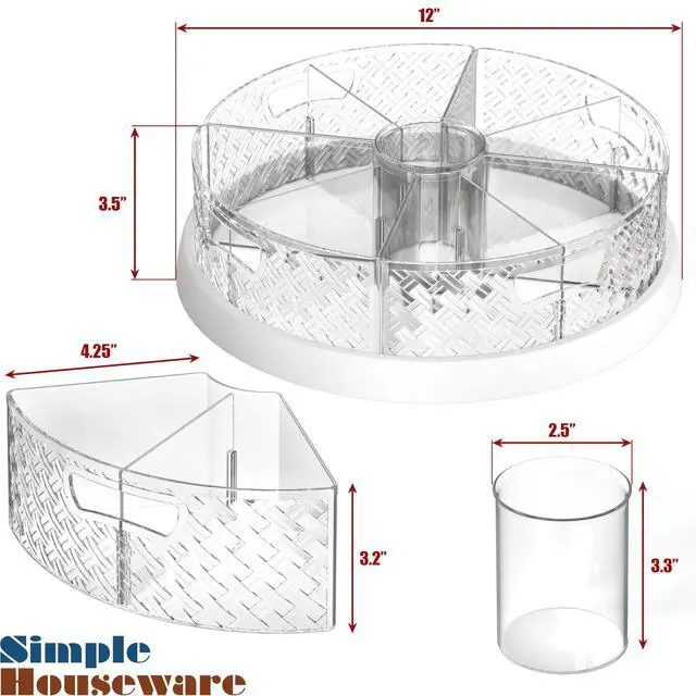 Alt view image 3 of 7 - 12-Inch Lazy Susan Turntable w/Removable Bins & Dividers