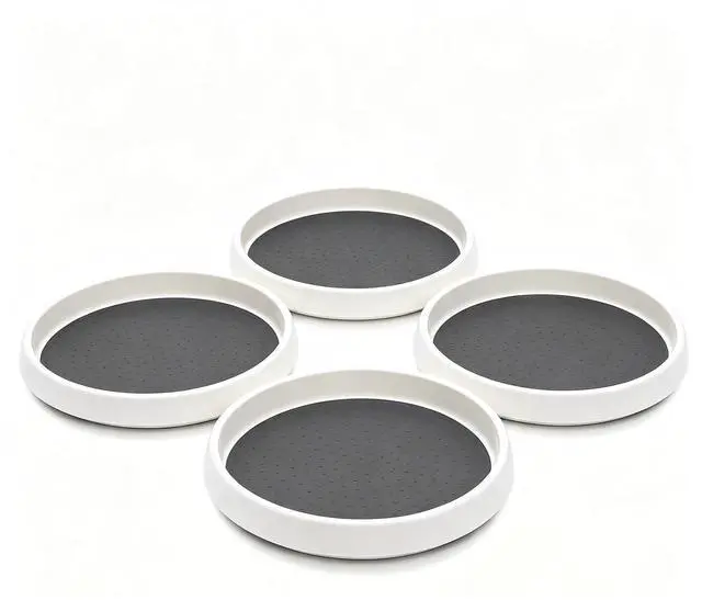 Main image of Lazy Susan Turntable Organizer 4 Pack - 10 Inch 360° Rotating Trays for Kitchen Cabinet, Pantry, Countertop, Fridge - Non-Skid Spice Rack Storage for Bathroom, Vanity, Makeup