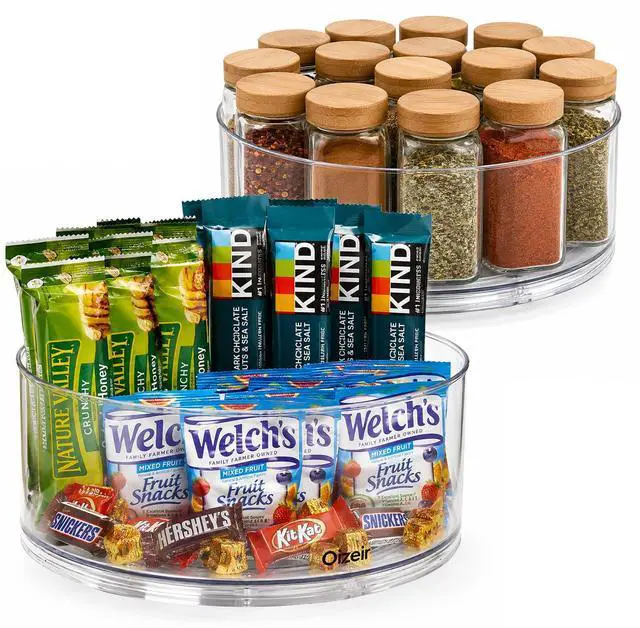 Main image of Lazy Susan Turntable (2-Pack) - Clear Acrylic, Rotates 360 Degrees, Easily Organize Your Fridge, Cabinet or Counter - Carousel Storage for Food, Spices, Cosmetics