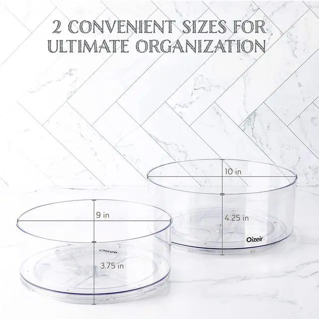 Alt view image 2 of 7 - Lazy Susan Turntable (2-Pack) - Clear Acrylic, Rotates 360 Degrees, Easily Organize Your Fridge, Cabinet or Counter - Carousel Storage for Food, Spices, Cosmetics