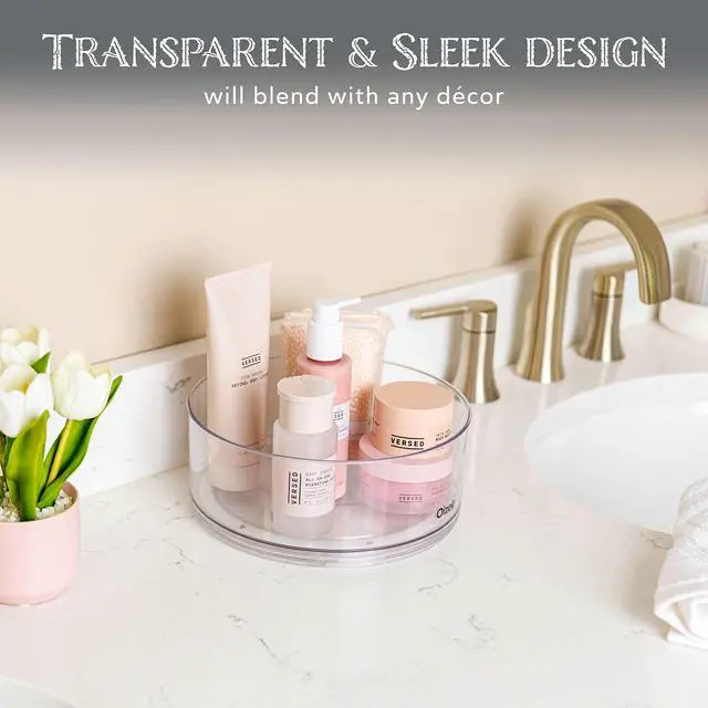 Alt view image 5 of 7 - Lazy Susan Turntable (2-Pack) - Clear Acrylic, Rotates 360 Degrees, Easily Organize Your Fridge, Cabinet or Counter - Carousel Storage for Food, Spices, Cosmetics