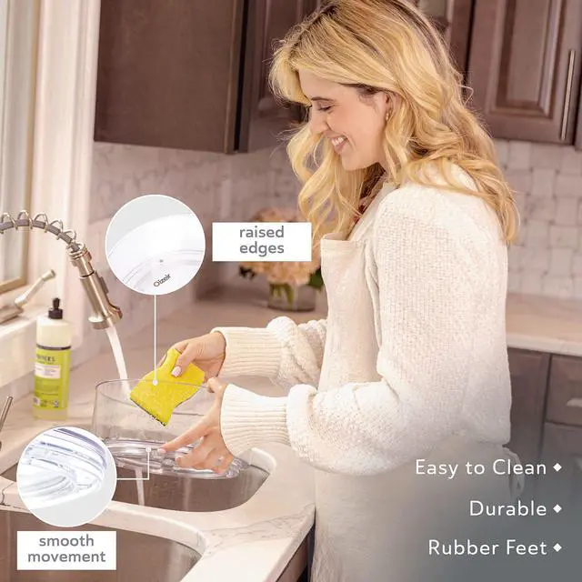 Alt view image 6 of 7 - Lazy Susan Turntable (2-Pack) - Clear Acrylic, Rotates 360 Degrees, Easily Organize Your Fridge, Cabinet or Counter - Carousel Storage for Food, Spices, Cosmetics