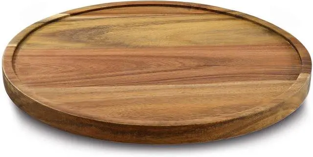 Main image of 9" Acacia Wood Lazy Susan Organizer Kitchen Turntable for Cabinet Pantry Table Organization