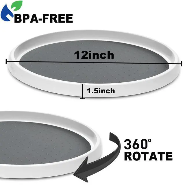 Alt view image 2 of 7 - Set of 2, 12 Inch Non-Skid Lazy Susan Organizer, Pantry Lazy Susan Turntable for Cabinet, Kitchen Cabinet Organizer, Pantry Organization and Storage -Size- 12"x1.5"