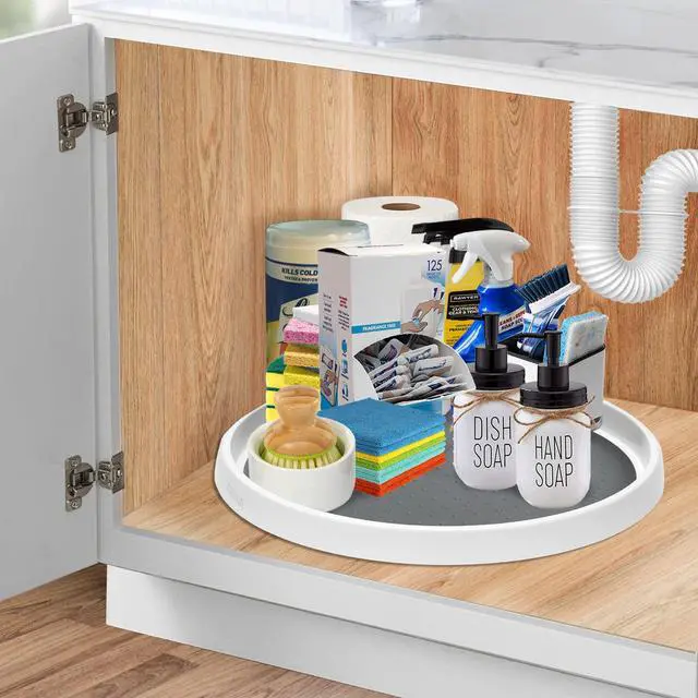 Alt view image 3 of 7 - Set of 2, 12 Inch Non-Skid Lazy Susan Organizer, Pantry Lazy Susan Turntable for Cabinet, Kitchen Cabinet Organizer, Pantry Organization and Storage -Size- 12"x1.5"
