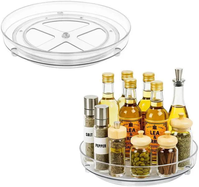 Main image of Maximize Space with 2 Pack 9 Inch Clear Acrylic Lazy Susan - Non-Skid Turntable Organizer for Kitchen, Cabinet, Pantry, Fridge & Makeup Storage