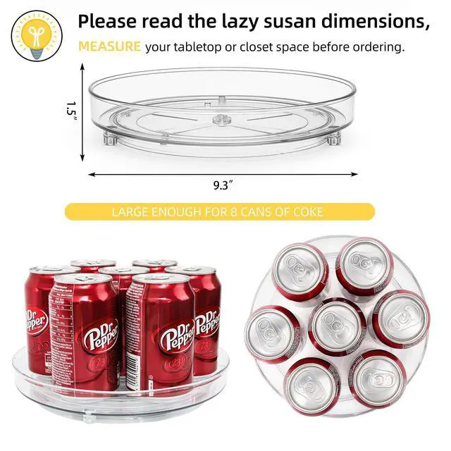 Alt view image 2 of 7 - Maximize Space with 2 Pack 9 Inch Clear Acrylic Lazy Susan - Non-Skid Turntable Organizer for Kitchen, Cabinet, Pantry, Fridge & Makeup Storage