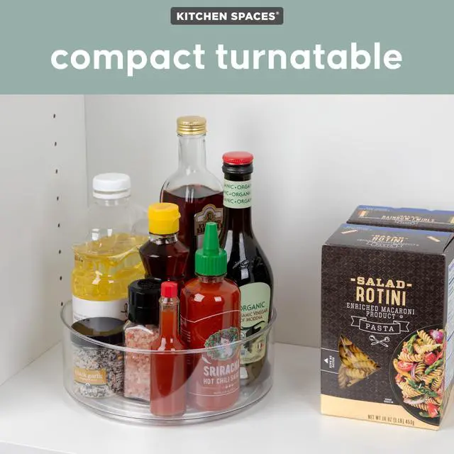 Alt view image 2 of 5 - Compact Lazy Susan Organizer, Fridge or Cabinet Turntable Shelf Storage for Kitchen and Pantry Items, Great for Spices or Condiments, Clear and Sturdy with Full Spin, 9 x 9 x 3.4 inches