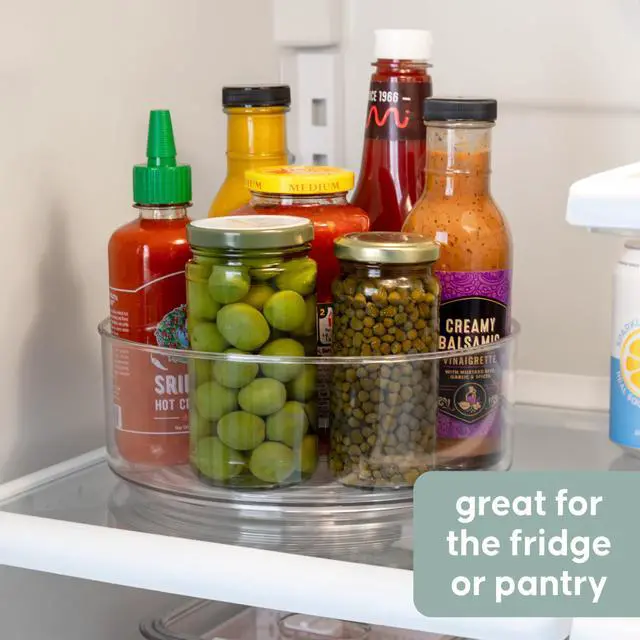 Alt view image 3 of 5 - Compact Lazy Susan Organizer, Fridge or Cabinet Turntable Shelf Storage for Kitchen and Pantry Items, Great for Spices or Condiments, Clear and Sturdy with Full Spin, 9 x 9 x 3.4 inches