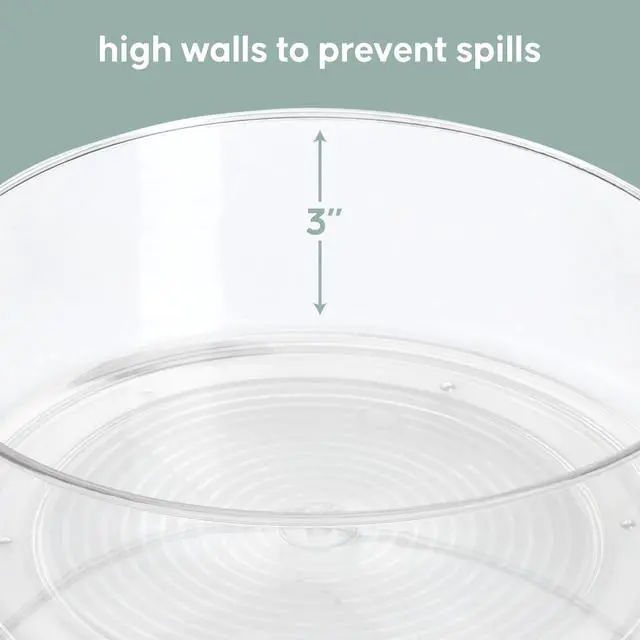 Alt view image 4 of 5 - Compact Lazy Susan Organizer, Fridge or Cabinet Turntable Shelf Storage for Kitchen and Pantry Items, Great for Spices or Condiments, Clear and Sturdy with Full Spin, 9 x 9 x 3.4 inches