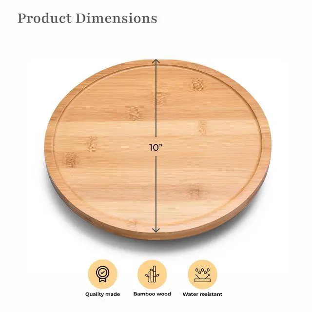 Alt view image 2 of 6 - Bamboo Lazy Susan Spinning Organizer Turntable - 10x10-Inch Revolving Condiment and Spice Rack - Multipurpose Rotating Bamboo Wood Organizer for Kitchen Countertop or Bathrooms