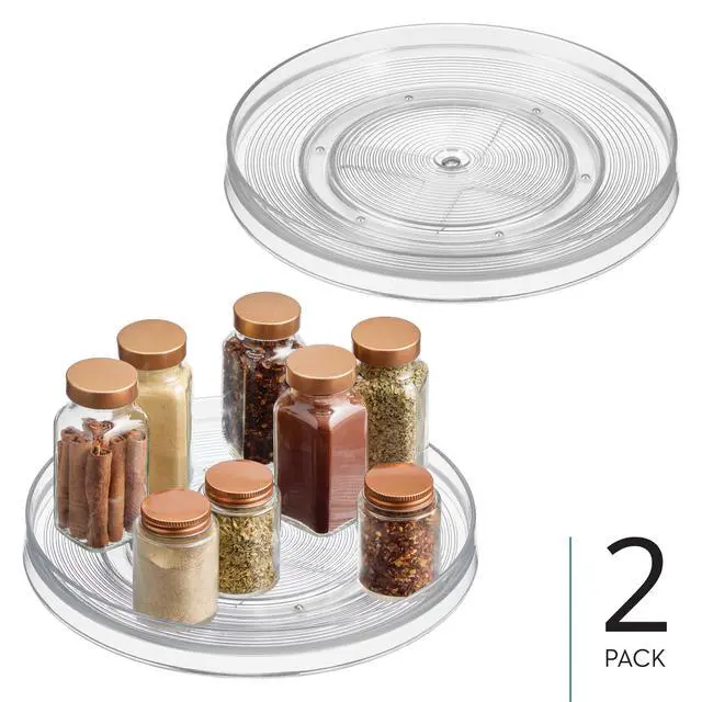Alt view image 2 of 6 - 11-Inch Round Lazy Susan Organizer, Set of 2, Clear