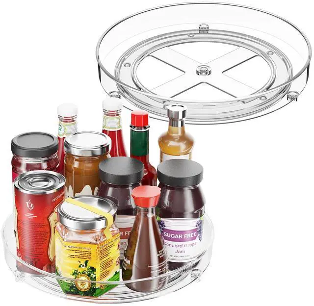 Main image of 4 Pack Lazy Susan Organizer, 9.5 Inch Lazy Susan Turntable for Cabinet, Refrigerator Organizer for Pantry Organizers and Storage, Non-Skid Fridge Organizer
