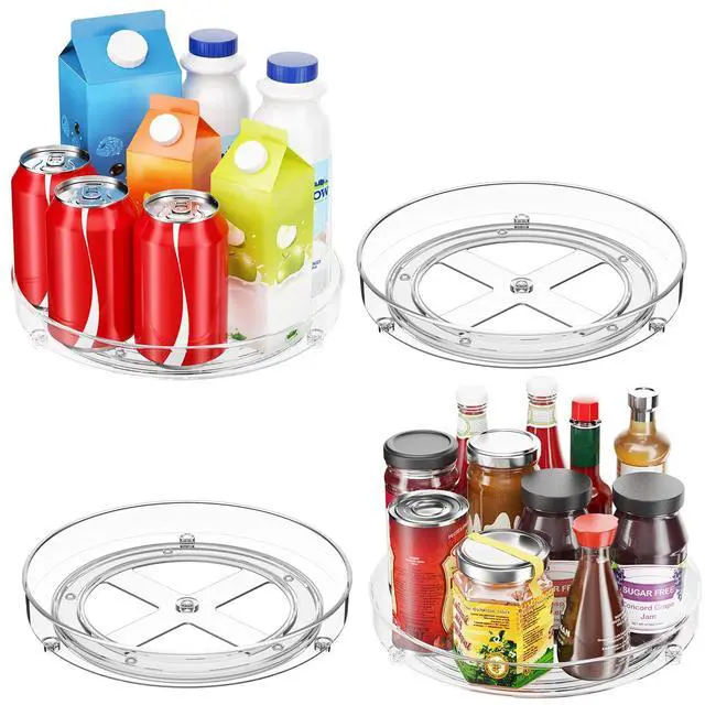 Alt view image 2 of 7 - 4 Pack Lazy Susan Organizer, 9.5 Inch Lazy Susan Turntable for Cabinet, Refrigerator Organizer for Pantry Organizers and Storage, Non-Skid Fridge Organizer