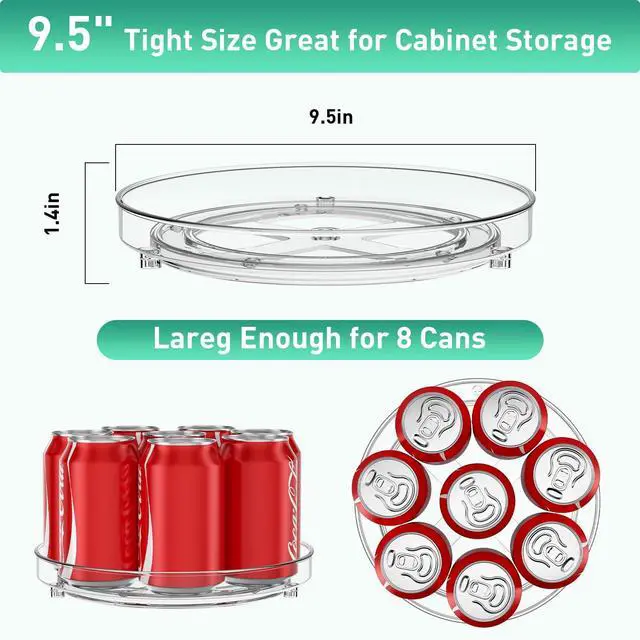 Alt view image 3 of 7 - 4 Pack Lazy Susan Organizer, 9.5 Inch Lazy Susan Turntable for Cabinet, Refrigerator Organizer for Pantry Organizers and Storage, Non-Skid Fridge Organizer