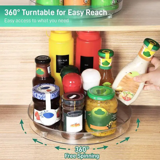 Alt view image 4 of 7 - 4 Pack Lazy Susan Organizer, 9.5 Inch Lazy Susan Turntable for Cabinet, Refrigerator Organizer for Pantry Organizers and Storage, Non-Skid Fridge Organizer