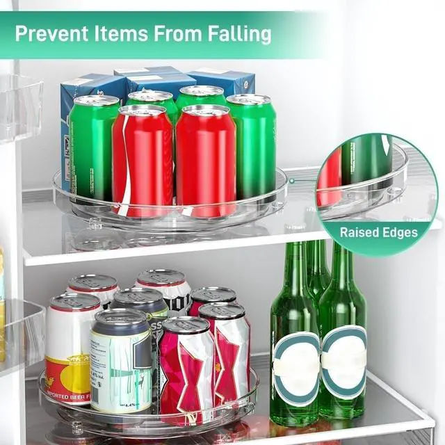 Alt view image 6 of 7 - 4 Pack Lazy Susan Organizer, 9.5 Inch Lazy Susan Turntable for Cabinet, Refrigerator Organizer for Pantry Organizers and Storage, Non-Skid Fridge Organizer