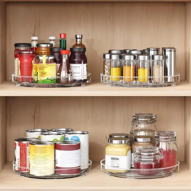 Alt view image 7 of 7 - 4 Pack Lazy Susan Organizer, 9.5 Inch Lazy Susan Turntable for Cabinet, Refrigerator Organizer for Pantry Organizers and Storage, Non-Skid Fridge Organizer