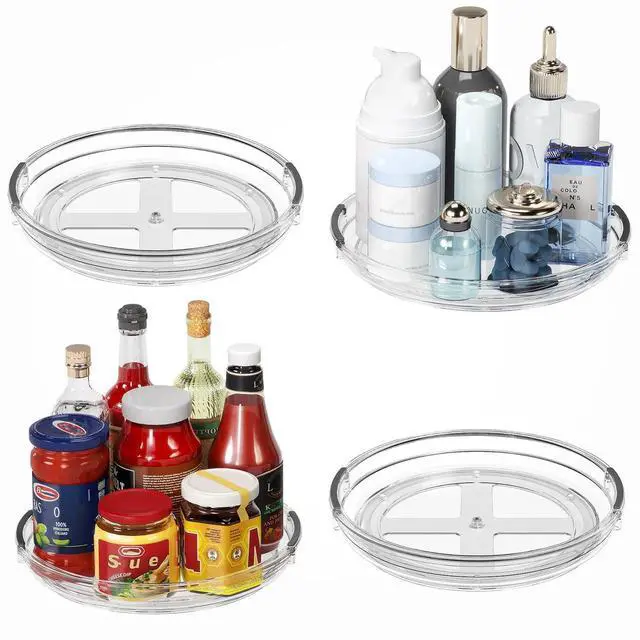 Main image of 4 Pack Lazy Susan Organizer, 9.25 inch Lazy Susan Turntable for Cabinet Table Top Refrigerator, Rotating Organizers for Pantry Fridge, Clear