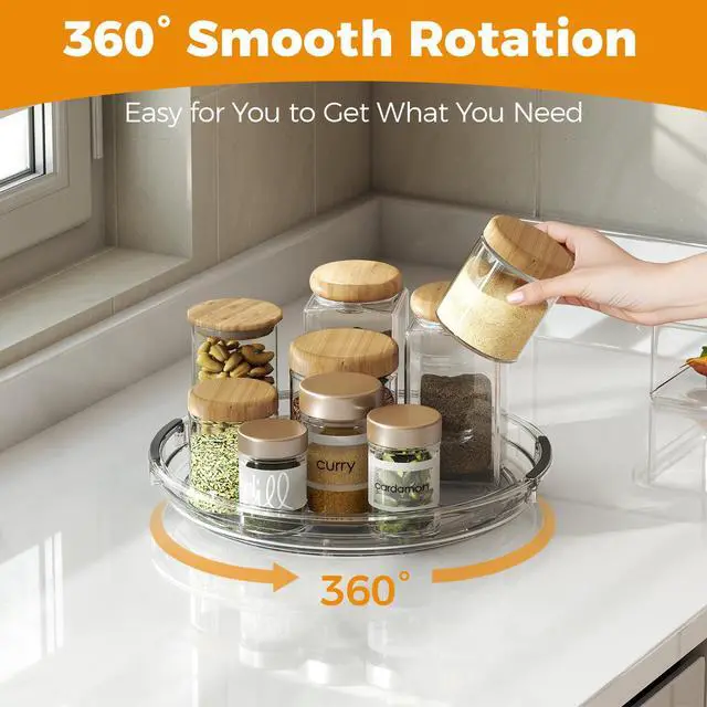 Alt view image 2 of 7 - 4 Pack Lazy Susan Organizer, 9.25 inch Lazy Susan Turntable for Cabinet Table Top Refrigerator, Rotating Organizers for Pantry Fridge, Clear