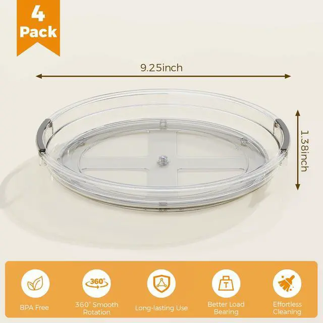 Alt view image 5 of 7 - 4 Pack Lazy Susan Organizer, 9.25 inch Lazy Susan Turntable for Cabinet Table Top Refrigerator, Rotating Organizers for Pantry Fridge, Clear
