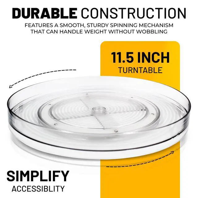 Alt view image 3 of 7 - Lazy Susan Turnable Organizer for Cabinet 11.5 Inches Clear Heavy Duty Plastic Multifunctional and Practical Design Ideal for Kitchen, Under Sink, Bathroom (1 Pack)