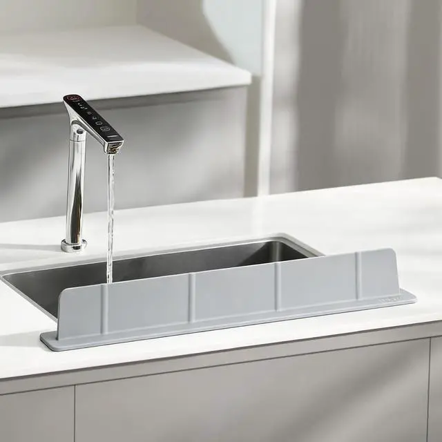 Main image of Silicone Sink Splash Guard with Suction Cups, Grey, 20.5"x2.8"