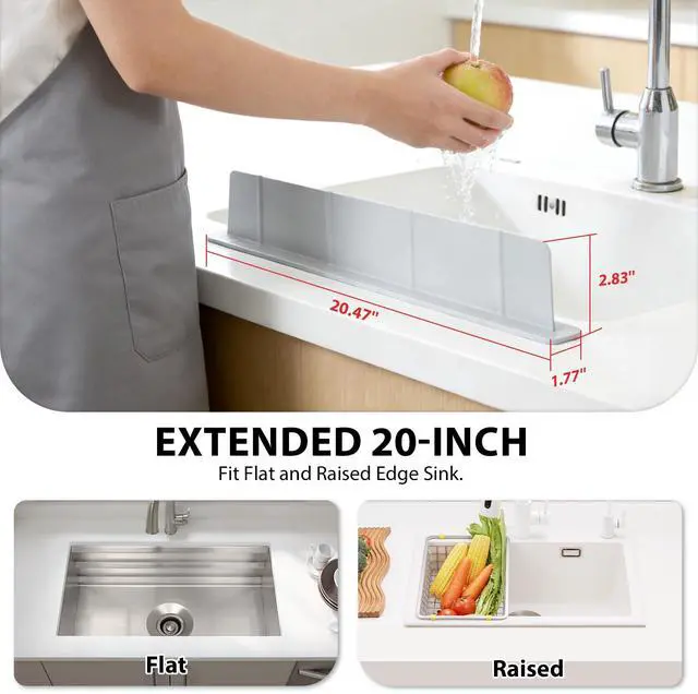 Alt view image 2 of 7 - Silicone Sink Splash Guard with Suction Cups, Grey, 20.5"x2.8"
