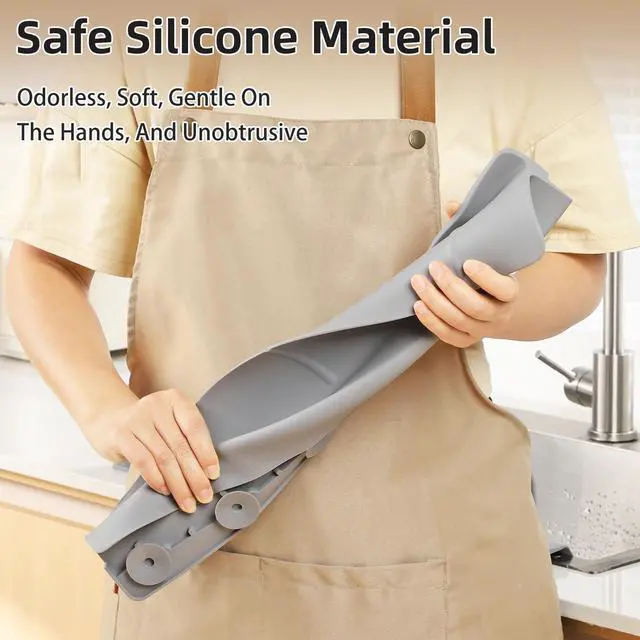 Alt view image 7 of 7 - 18" Upgraded Silicone Sink Splash Guard Released in 2026,Self-Draining Water Splash Guard for Kitchen Sink,Bathroom and Kitchen Island,with 3.5" High Splash Guard & 6 Strong Suction Cup(Grey)