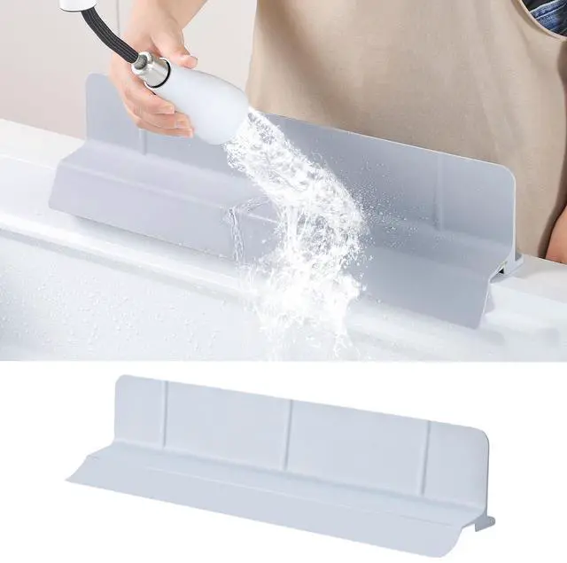 Main image of 18" Upgraded Silicone Sink Splash Guard Released in 2026,Self-Draining Water Splash Guard for Kitchen Sink,Bathroom and Kitchen Island,with 3.5" High Splash Guard & 6 Strong Suction Cup(Grey)