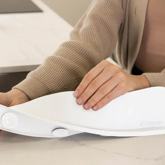 Alt view image 3 of 6 - Silicone Sink Splash Guard - Water Splash Guard for Kitchen, Island and Bathroom - Secure Non-Slip Suction Cup Base - Dishwasher Safe, White (17.4 x 1.7 x 3.6")
