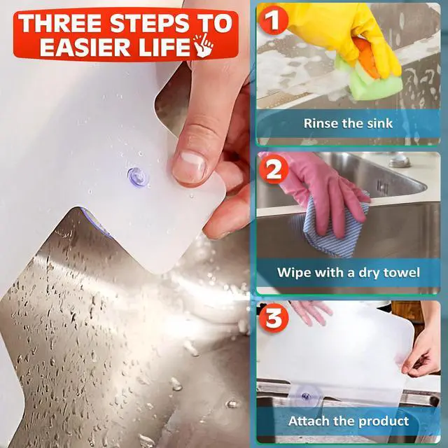 Alt view image 3 of 7 - 3 Pcs Sink Splash Guard Suction Cup - 9.7x11" Splash Guard Sink Splatter Screen Set, Long-Lasting and Easy to Clean Dishwashing Accessories for Kitchen, Durable, Lightweight, and Easy to Use