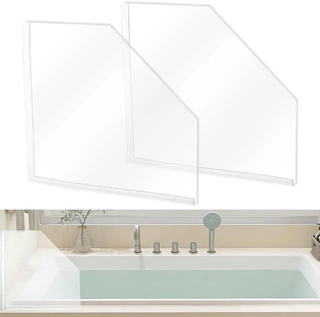 Main image of 2 PCS Shower Corner Water Guard 10" x 10" Self Adhesive Splash Guard for Bathtub Acrylic Bathtub Splash Guard to Keep Water in Shower