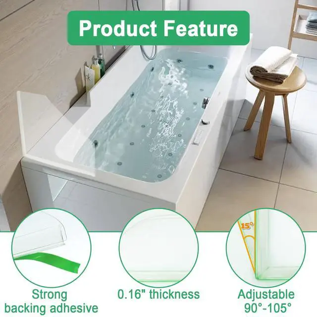 Alt view image 4 of 7 - 2 PCS Shower Corner Water Guard 10" x 10" Self Adhesive Splash Guard for Bathtub Acrylic Bathtub Splash Guard to Keep Water in Shower