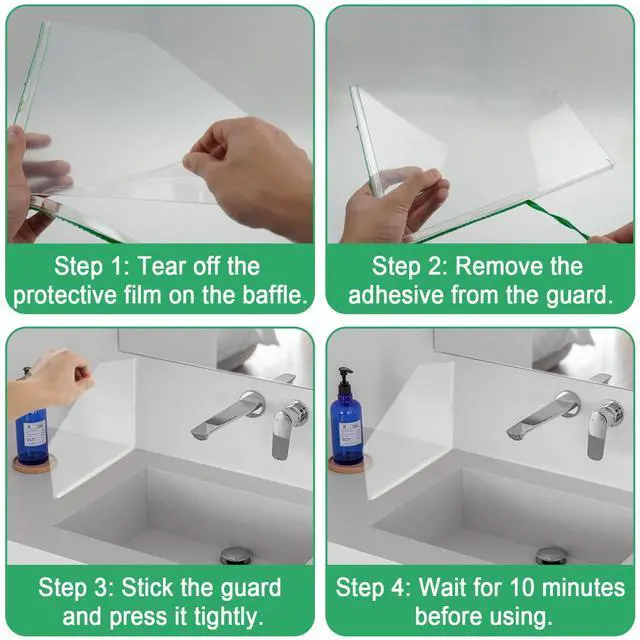 Alt view image 6 of 7 - 2 PCS Shower Corner Water Guard 10" x 10" Self Adhesive Splash Guard for Bathtub Acrylic Bathtub Splash Guard to Keep Water in Shower