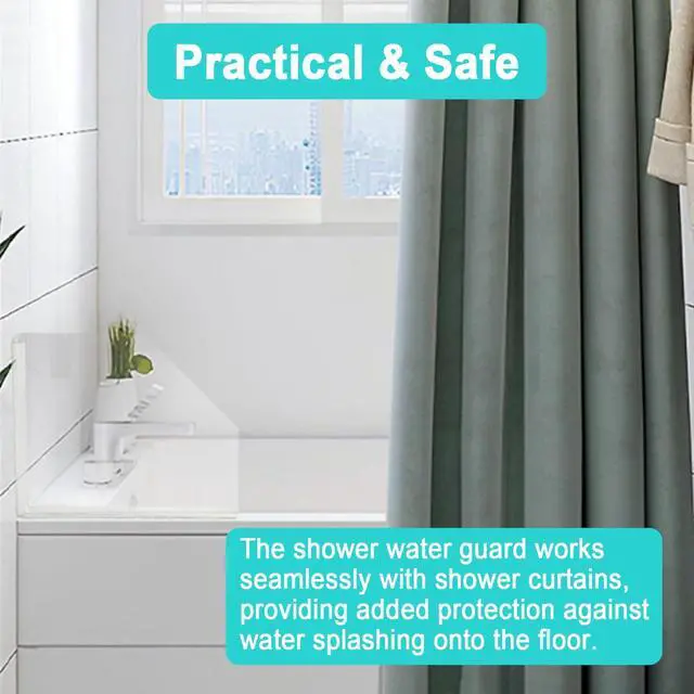 Alt view image 4 of 6 - 2 PCS Splash Guard for Bathtub 10" x 10" Self Adhesive Shower Splash Guard Acrylic Shower Corner Water Guard Clear Shower Guards to Keep Water in Shower (Pentagon)