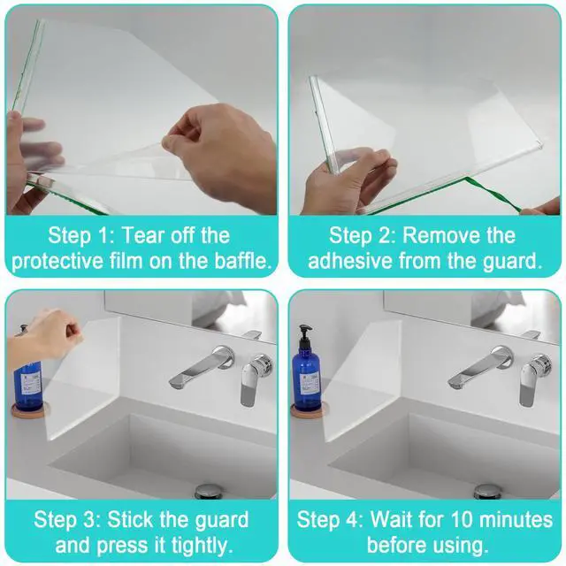 Alt view image 6 of 6 - 2 PCS Splash Guard for Bathtub 10" x 10" Self Adhesive Shower Splash Guard Acrylic Shower Corner Water Guard Clear Shower Guards to Keep Water in Shower (Pentagon)