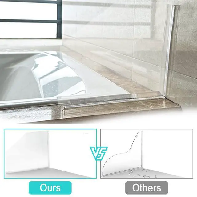 Alt view image 5 of 6 - 2 PCS Splash Guard for Bathtub 10" x 10" Self Adhesive Shower Splash Guard Acrylic Shower Corner Water Guard Clear Shower Guards to Keep Water in Shower (Pentagon)
