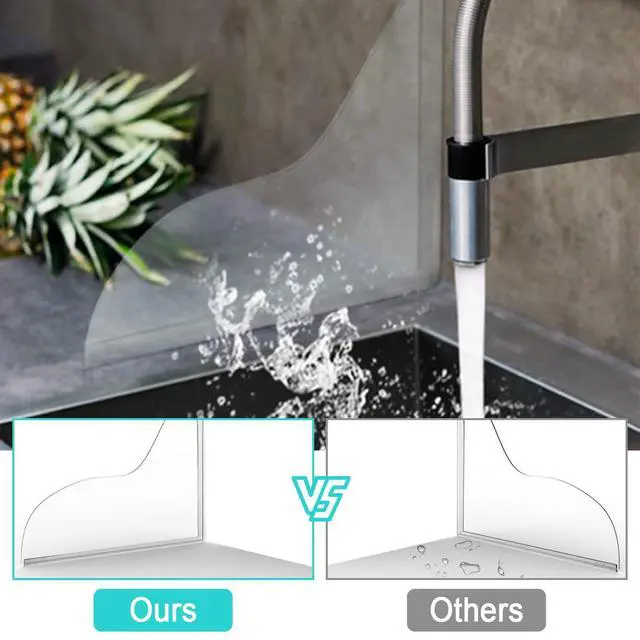 Alt view image 5 of 6 - 2 PCS Splash Guard for Bathtub 7.8" x 7.2" Self Adhesive Shower Splash Guard Acrylic Shower Corner Water Guard Clear Shower Guards to Keep Water in Shower