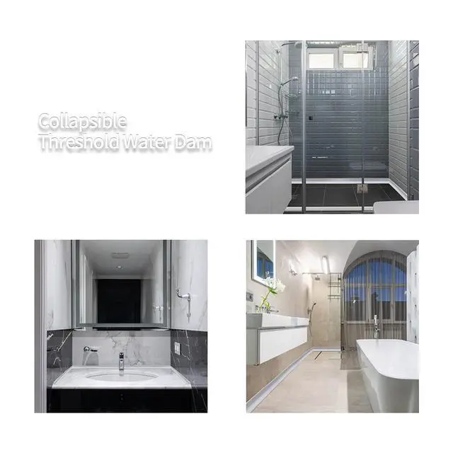 Alt view image 7 of 7 - 39 Inches Water Barrier for Sink, Shower Threshold Water Dam Barrier, Silicone Water-Blocking Self-Adhesive Shower Splash Guards for Bathtub Sink, Bathroom, Countertop