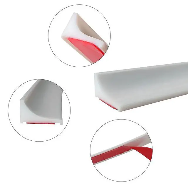 Alt view image 3 of 7 - 39 Inches Water Barrier for Sink, Shower Threshold Water Dam Barrier, Silicone Water-Blocking Self-Adhesive Shower Splash Guards for Bathtub Sink, Bathroom, Countertop