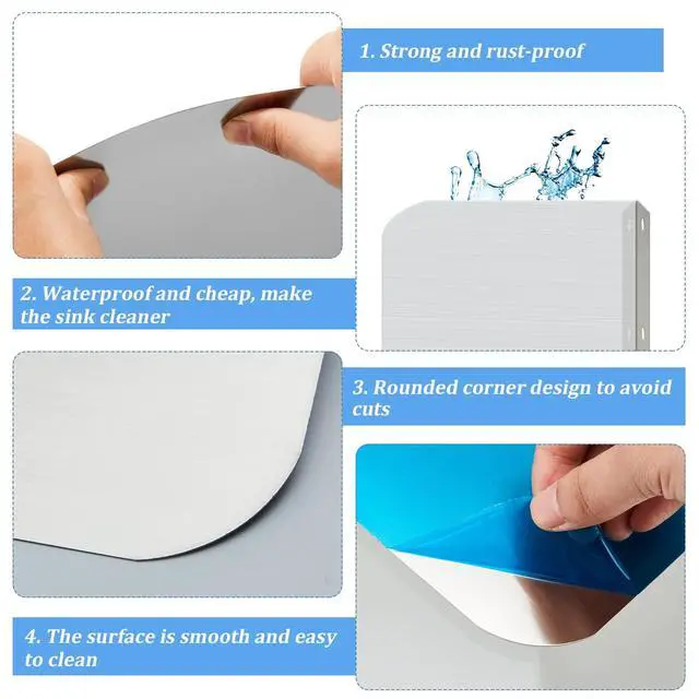 Alt view image 4 of 7 - 2 Pcs Stainless Steel Side Splash Guard for Sink 15 x 6 Inch Wall Mount Guard with Screws Commercial Restaurant Hand Sink and Compartment Prep Sink Kitchen Sink Splash Protector Supply