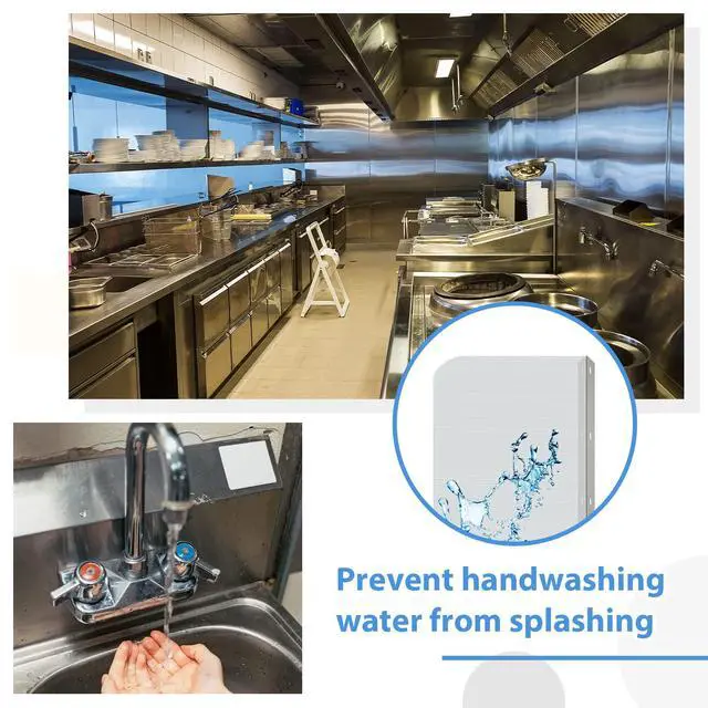 Alt view image 7 of 7 - 2 Pcs Stainless Steel Side Splash Guard for Sink 15 x 6 Inch Wall Mount Guard with Screws Commercial Restaurant Hand Sink and Compartment Prep Sink Kitchen Sink Splash Protector Supply