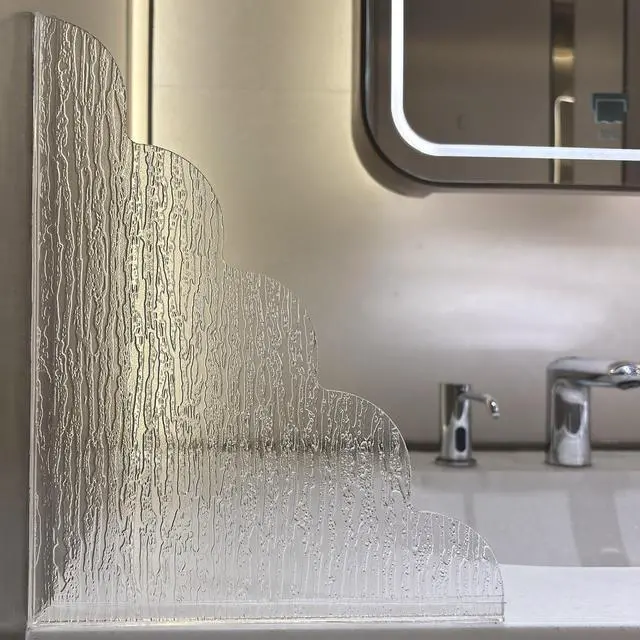 Main image of Large Shower Splash Guard, 2 Pack, 9.1 x 11.5 Inch, Waterproof Bathtub Corner Water Blocker with Silicone Base, Unique Acrylic Baffle for Bathroom, Kitchen Sink