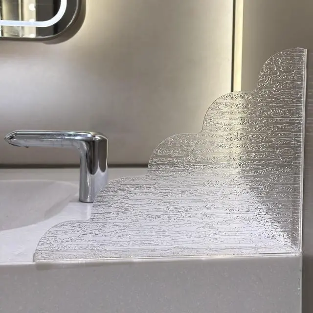 Alt view image 6 of 7 - Large Shower Splash Guard, 2 Pack, 9.1 x 11.5 Inch, Waterproof Bathtub Corner Water Blocker with Silicone Base, Unique Acrylic Baffle for Bathroom, Kitchen Sink