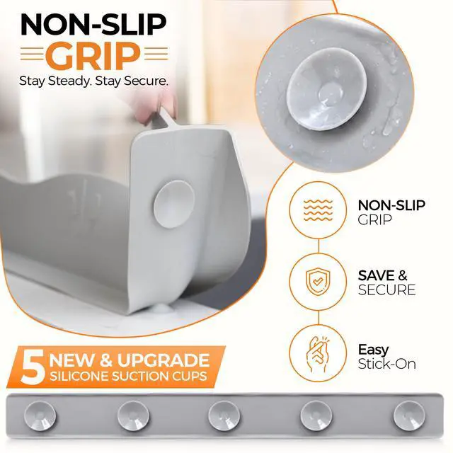 Alt view image 3 of 7 - Silicone Sink Splash Guard with Sponge Holder for Kitchen Sink,19.5"